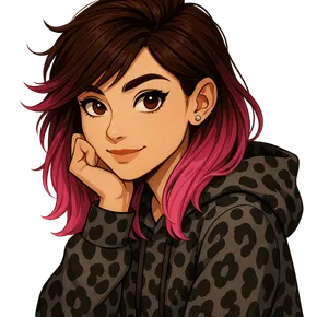 Mrowr Purr's avatar — pink-tipped hair, leopard-print hoodie